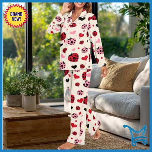 Soft 3-Piece Pajama Set with Bow Hair Band, Long Sleeve V-Neck Top & Pants - Picture 3 of 6